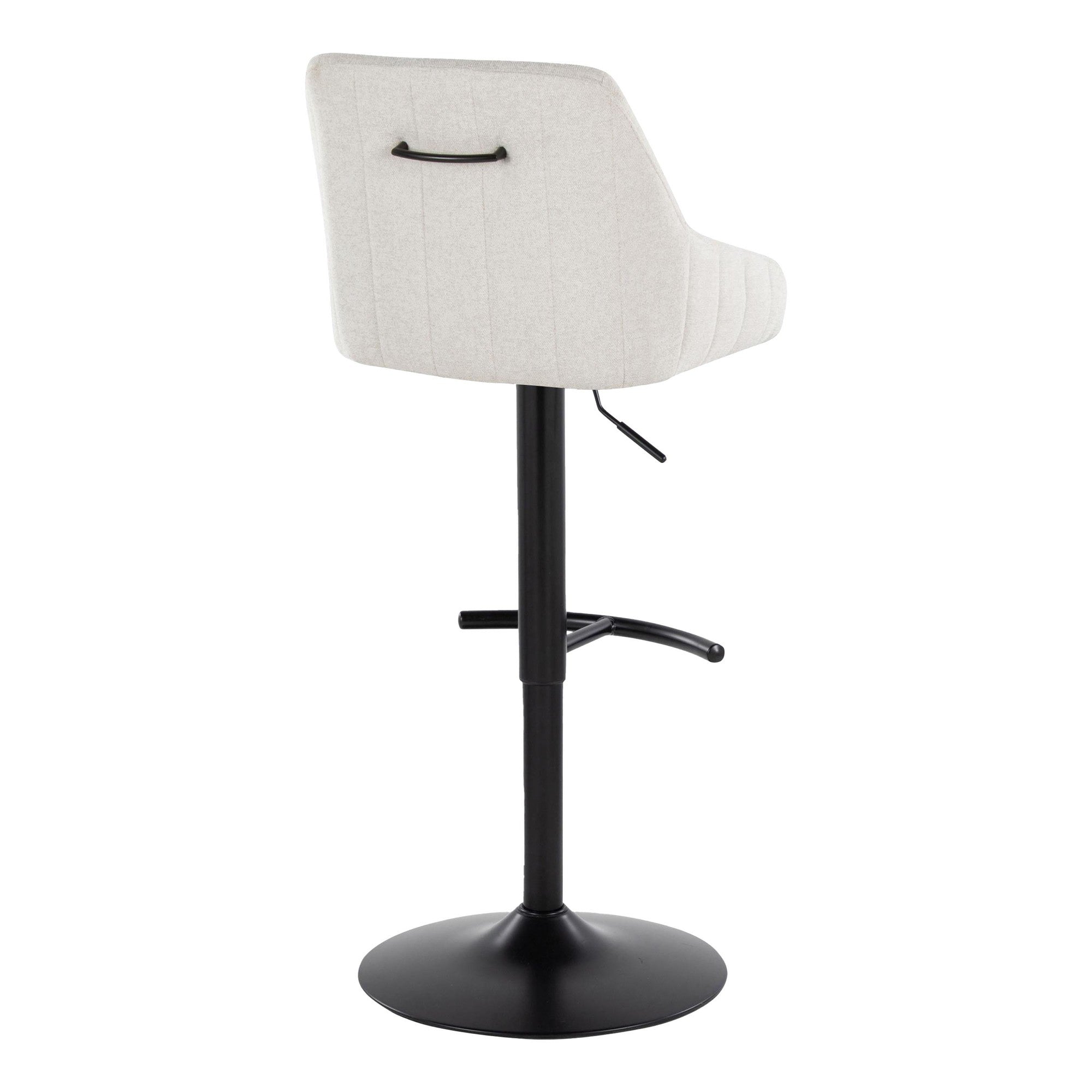 Hannah Adjustable Barstool - Set of 2 - Black Metal, Cream Fabric