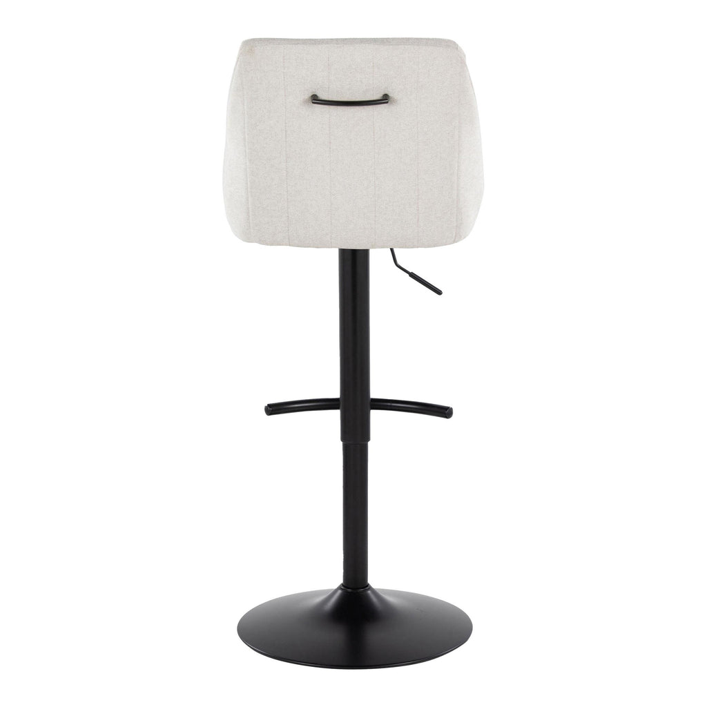 Hannah Adjustable Barstool - Set of 2 - Black Metal, Cream Fabric