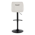 Hannah Adjustable Barstool - Set of 2 - Black Metal, Cream Fabric