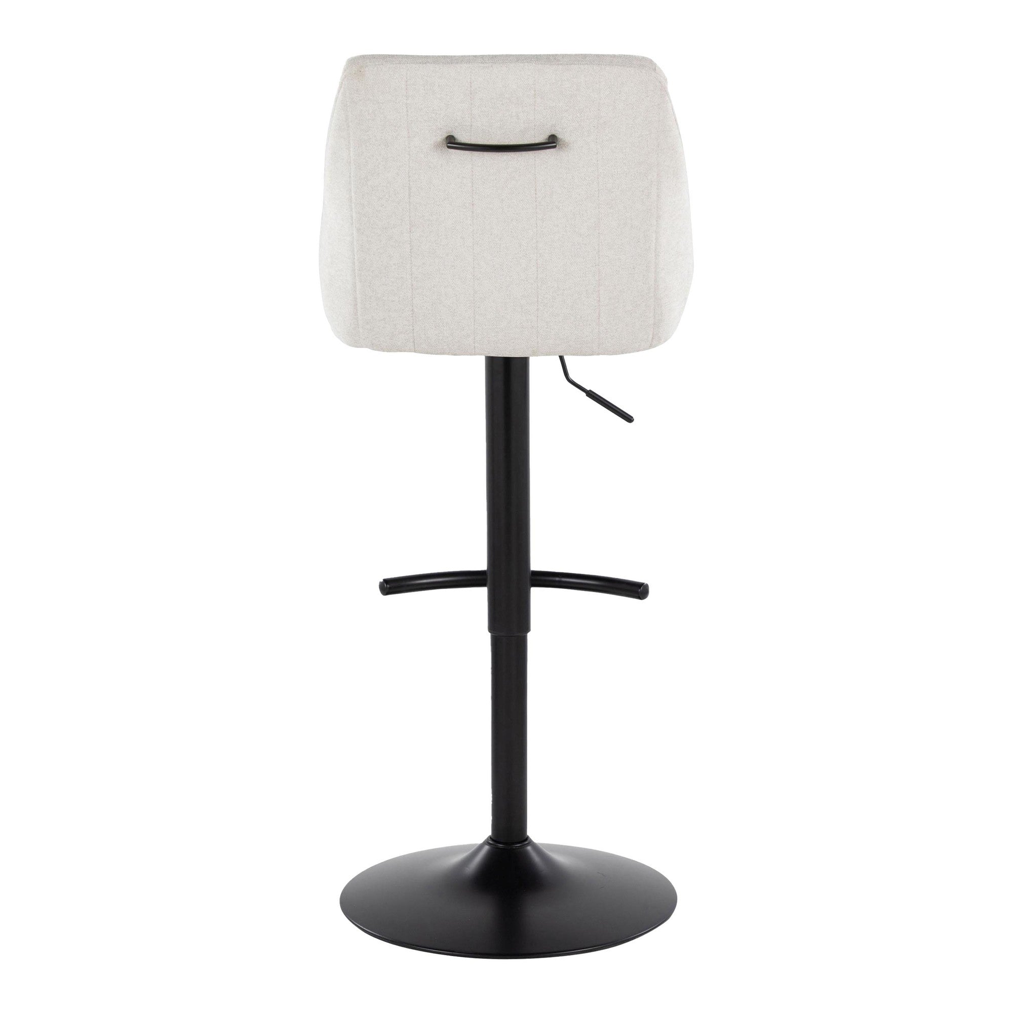 Hannah Adjustable Barstool - Set of 2 - Black Metal, Cream Fabric
