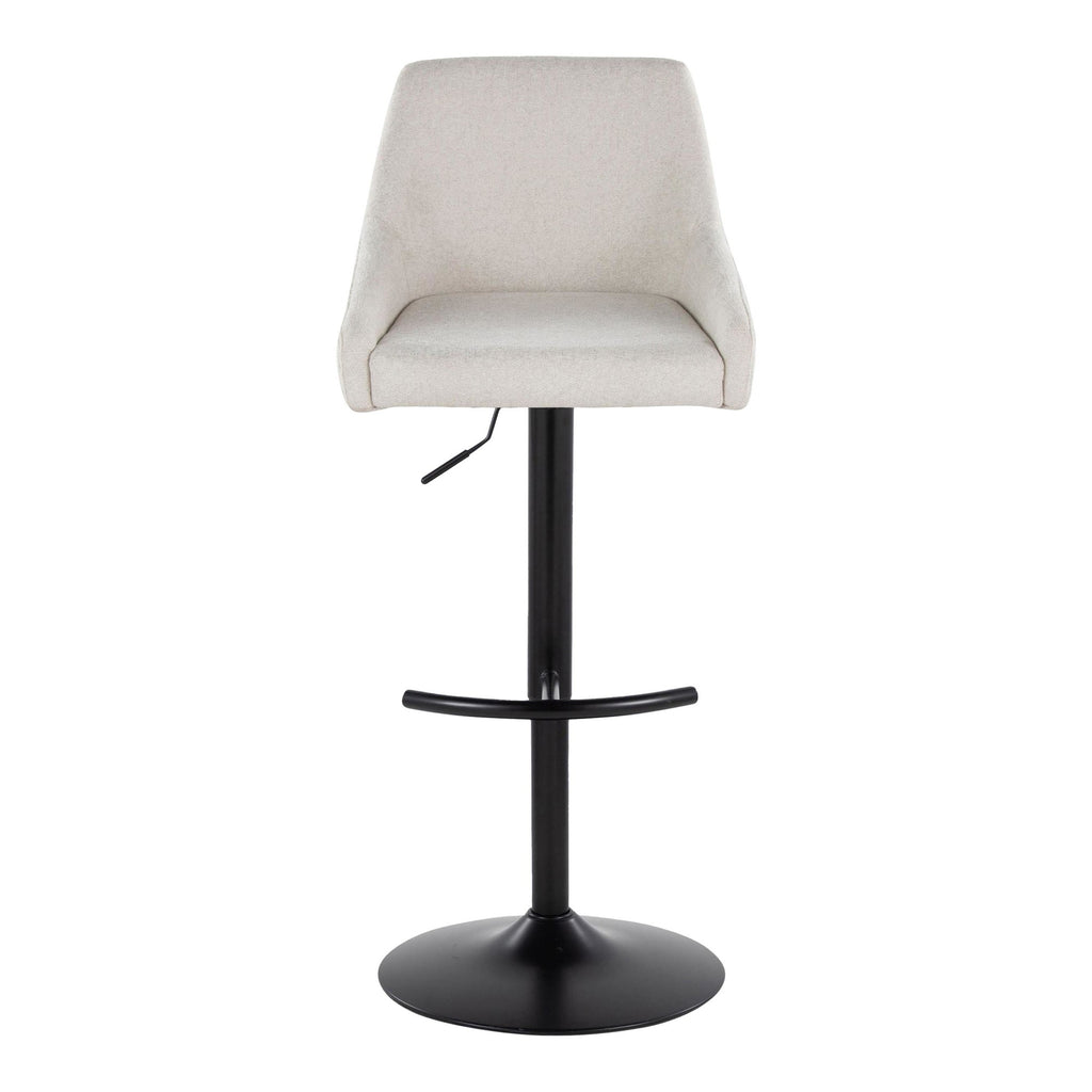 Hannah Adjustable Barstool - Set of 2 - Black Metal, Cream Fabric