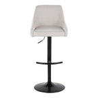 Hannah Adjustable Barstool - Set of 2 - Black Metal, Cream Fabric
