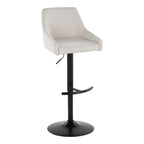 Hannah Adjustable Barstool - Set of 2 - Black Metal, Cream Fabric