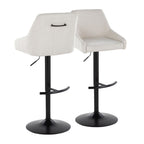 Hannah Adjustable Barstool - Set of 2 - Black Metal, Cream Fabric