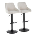 Hannah Adjustable Barstool - Set of 2 - Black Metal, Cream Fabric