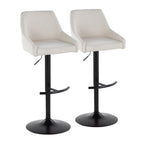 Hannah Adjustable Barstool - Set of 2 - Black Metal, Cream Fabric