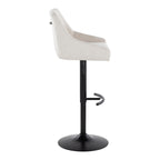 Hannah Adjustable Barstool - Set of 2 - Black Metal, Cream Fabric