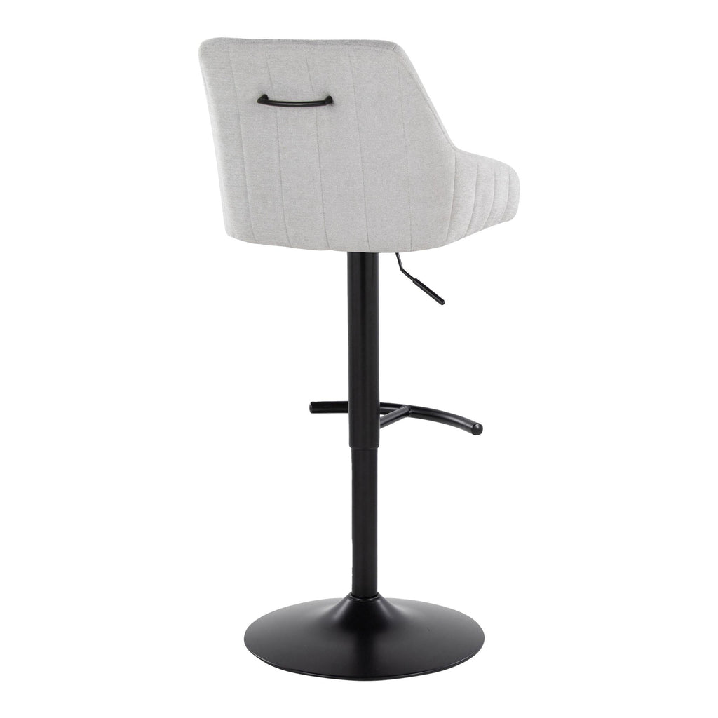 Hannah Adjustable Barstool - Set of 2 - Black Metal, Grey Fabric