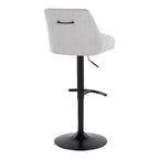 Hannah Adjustable Barstool - Set of 2 - Black Metal, Grey Fabric