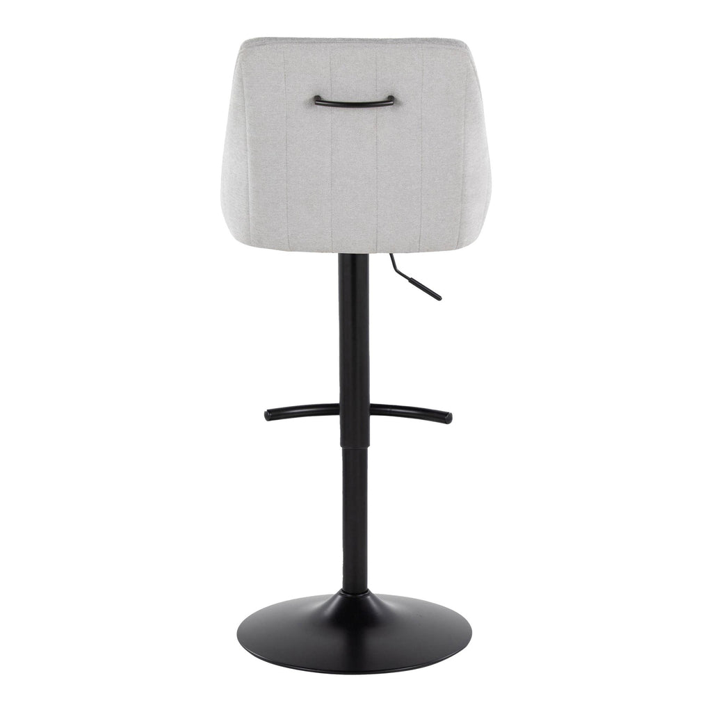 Hannah Adjustable Barstool - Set of 2 - Black Metal, Grey Fabric