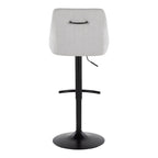 Hannah Adjustable Barstool - Set of 2 - Black Metal, Grey Fabric