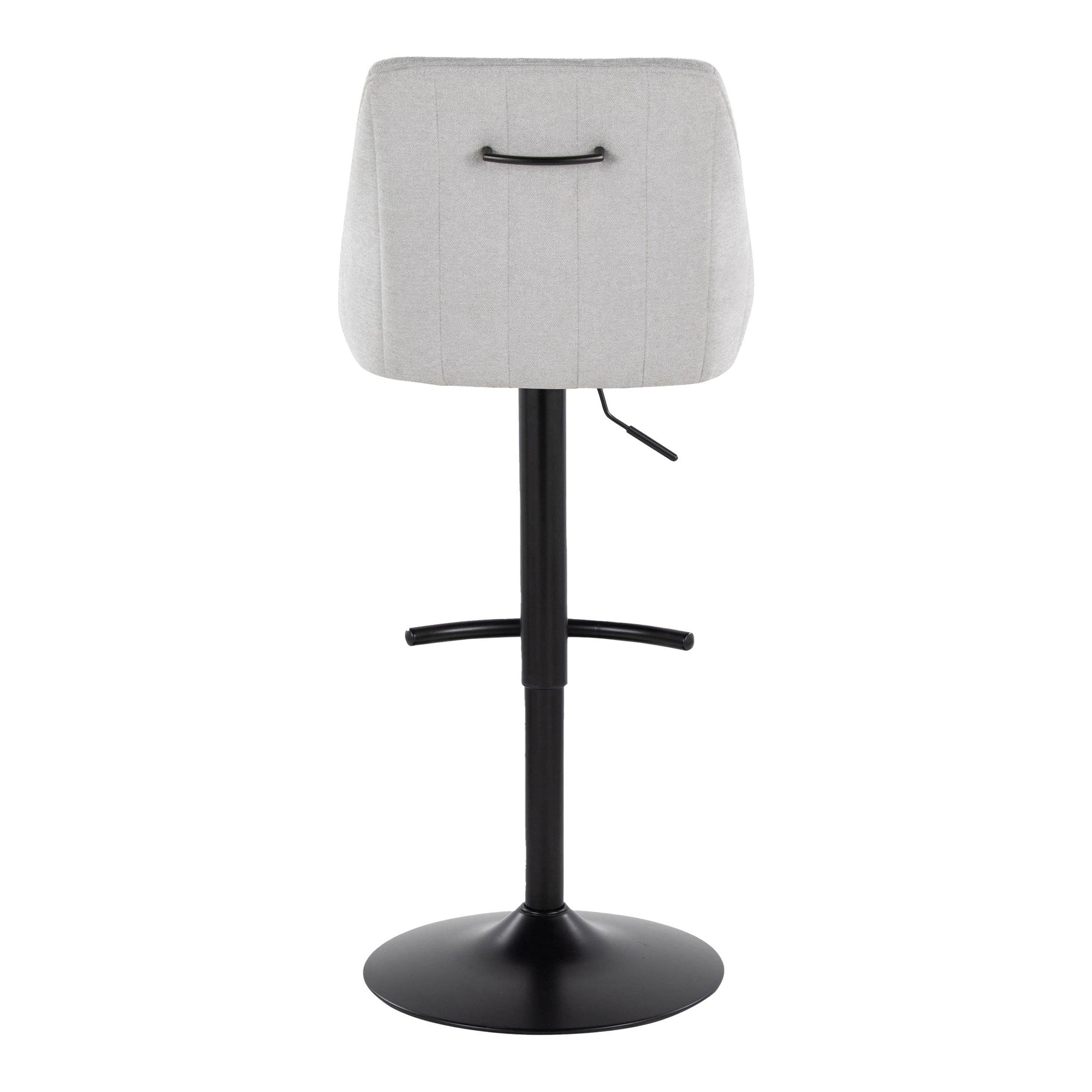 Hannah Adjustable Barstool - Set of 2 - Black Metal, Grey Fabric