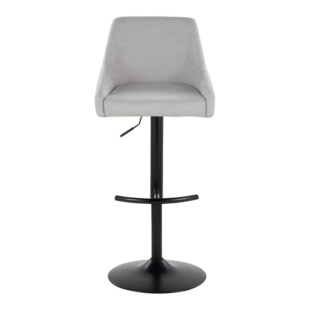 Hannah Adjustable Barstool - Set of 2 - Black Metal, Grey Fabric
