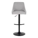 Hannah Adjustable Barstool - Set of 2 - Black Metal, Grey Fabric