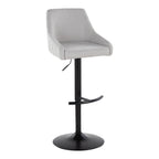 Hannah Adjustable Barstool - Set of 2 - Black Metal, Grey Fabric