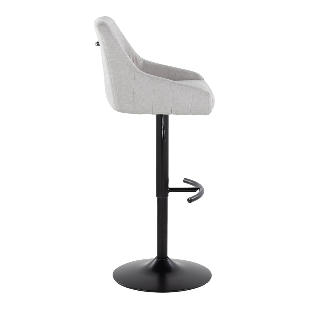 Hannah Adjustable Barstool - Set of 2 - Black Metal, Grey Fabric