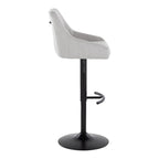 Hannah Adjustable Barstool - Set of 2 - Black Metal, Grey Fabric