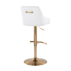 Hannah Adjustable Barstool - Set of 2 - Gold Metal, White PU