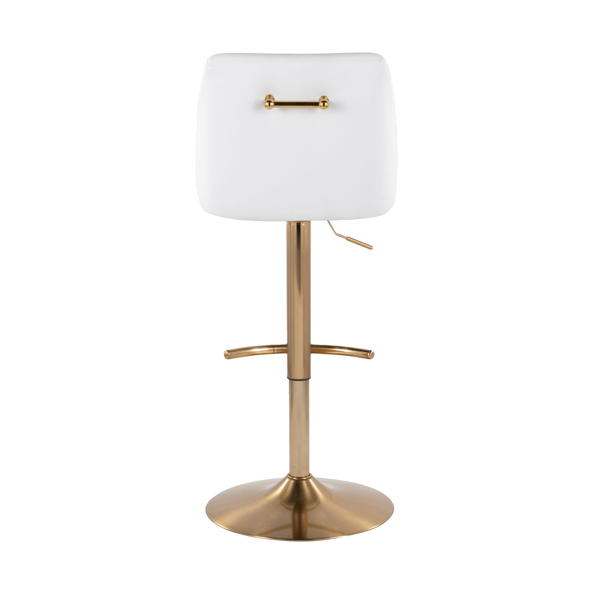 Hannah Adjustable Barstool - Set of 2 - Gold Metal, White PU
