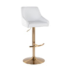 Hannah Adjustable Barstool - Set of 2 - Gold Metal, White PU