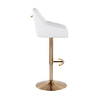 Hannah Adjustable Barstool - Set of 2 - Gold Metal, White PU