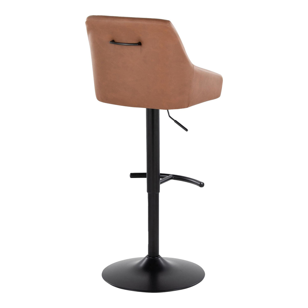 Hannah Adjustable Barstool - Set of 2 - Black Metal, Camel PU