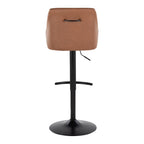 Hannah Adjustable Barstool - Set of 2 - Black Metal, Camel PU