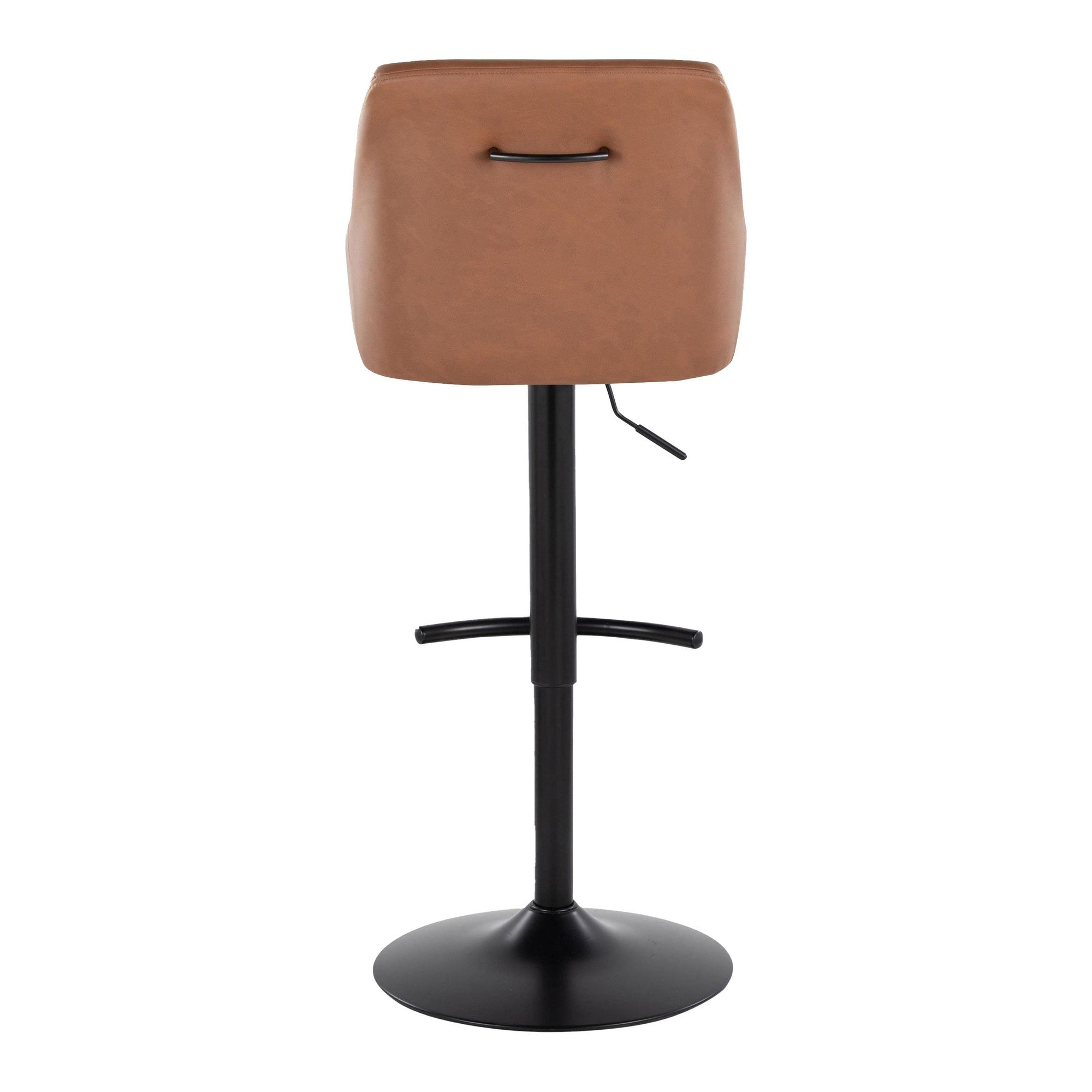 Hannah Adjustable Barstool - Set of 2 - Black Metal, Camel PU