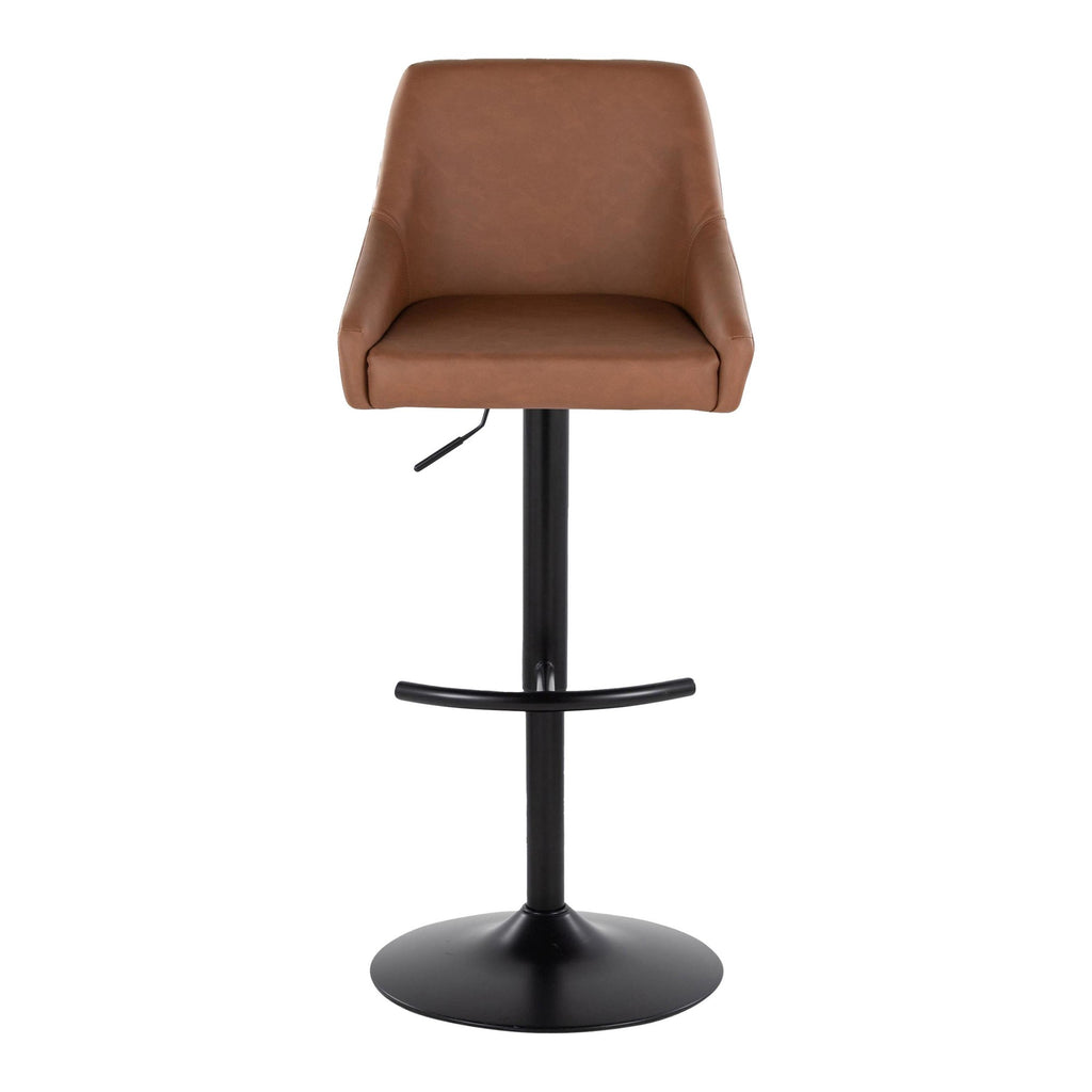 Hannah Adjustable Barstool - Set of 2 - Black Metal, Camel PU