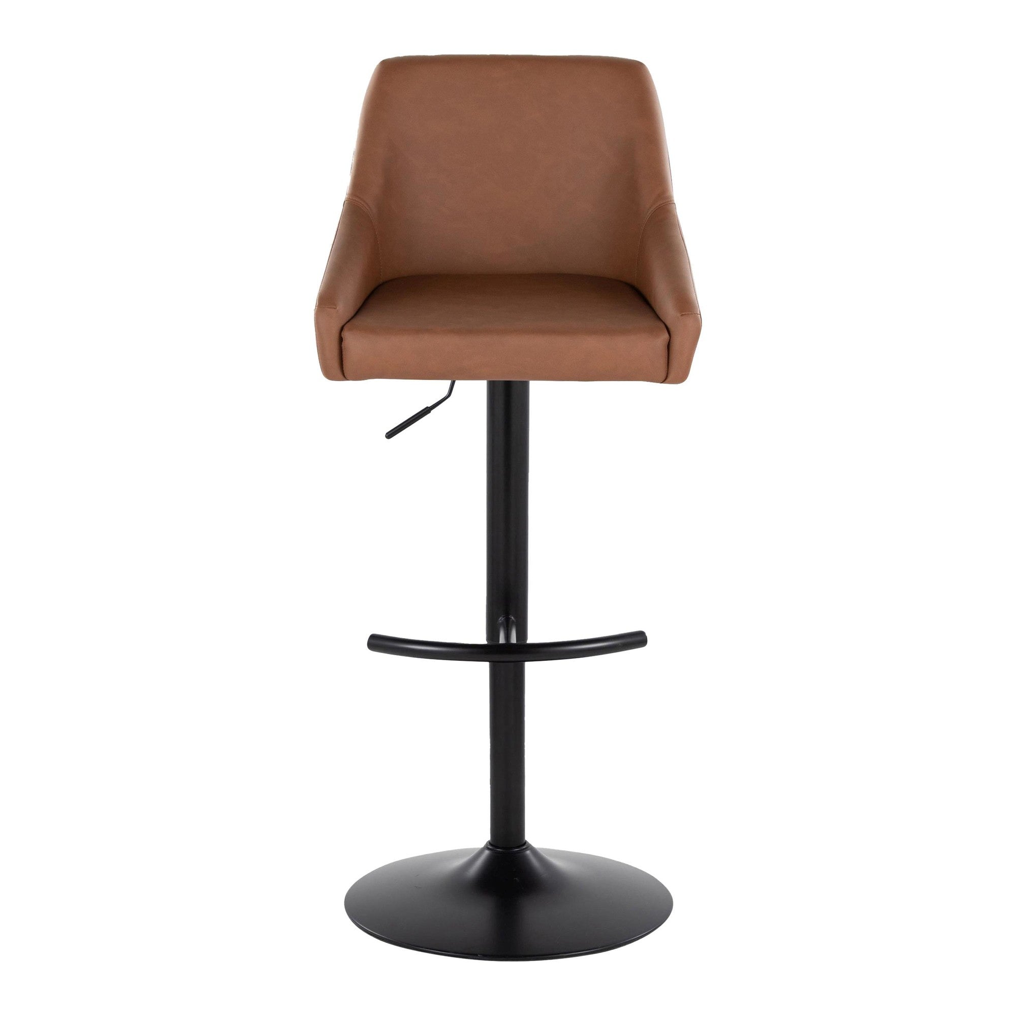 Hannah Adjustable Barstool - Set of 2 - Black Metal, Camel PU