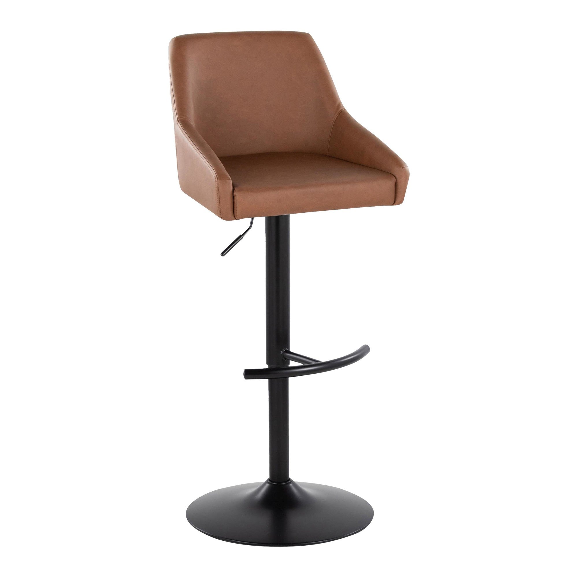 Hannah Adjustable Barstool - Set of 2 - Black Metal, Camel PU