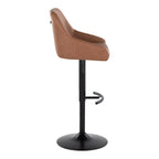 Hannah Adjustable Barstool - Set of 2 - Black Metal, Camel PU