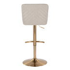 Henry Adjustable Barstool - Set of 2 - Gold Metal, Beige Fabric