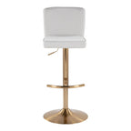 Henry Adjustable Barstool - Set of 2 - Gold Metal, White Fabric
