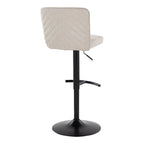 Henry Adjustable Barstool - Set of 2 - Black Metal, Beige Fabric