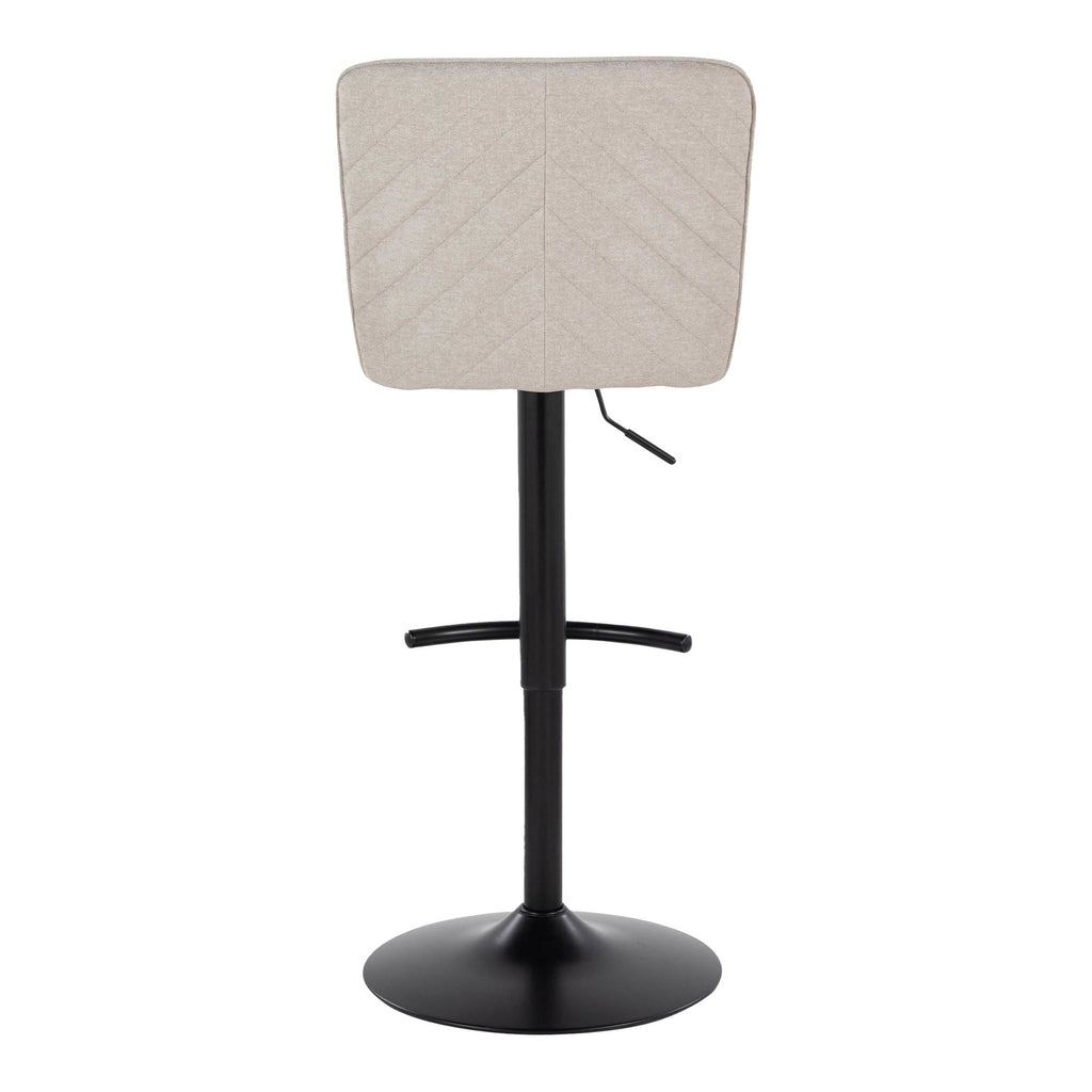 Henry Adjustable Barstool - Set of 2 - Black Metal, Beige Fabric