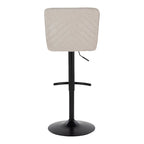 Henry Adjustable Barstool - Set of 2 - Black Metal, Beige Fabric