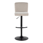 Henry Adjustable Barstool - Set of 2 - Black Metal, Beige Fabric