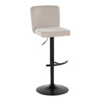 Henry Adjustable Barstool - Set of 2 - Black Metal, Beige Fabric