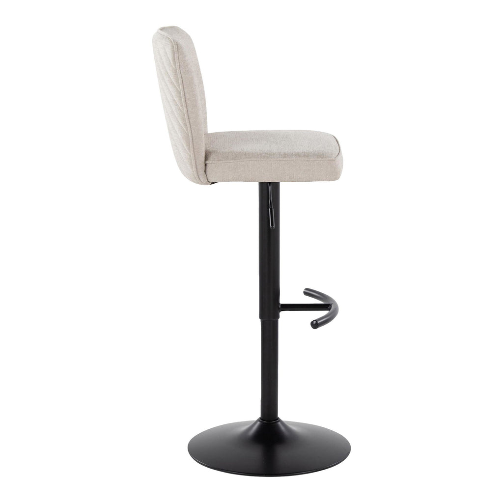 Henry Adjustable Barstool - Set of 2 - Black Metal, Beige Fabric