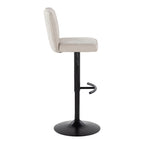 Henry Adjustable Barstool - Set of 2 - Black Metal, Beige Fabric