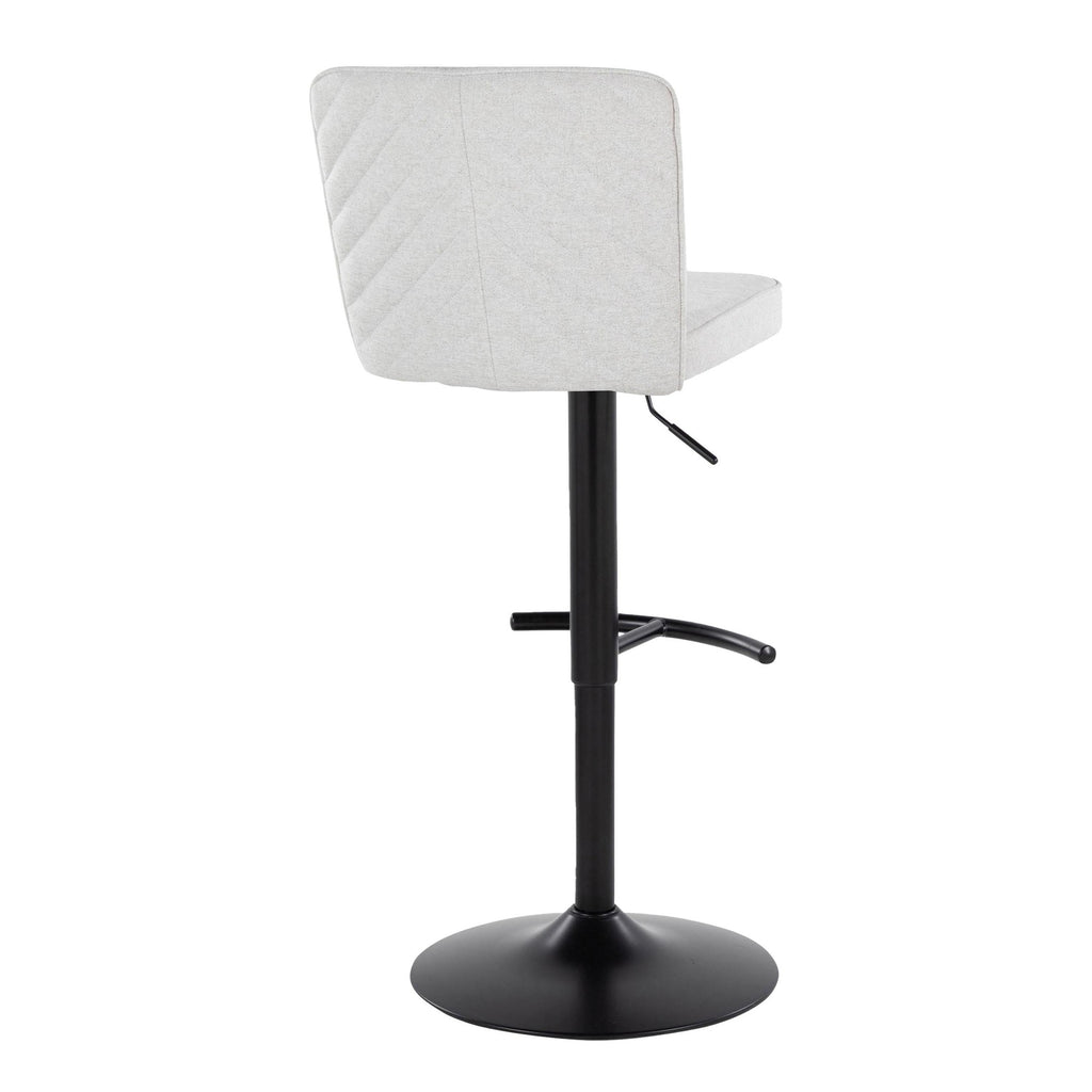 Henry Adjustable Barstool - Set of 2 - Black Metal, White Fabric