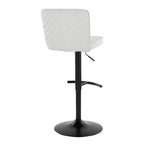 Henry Adjustable Barstool - Set of 2 - Black Metal, White Fabric