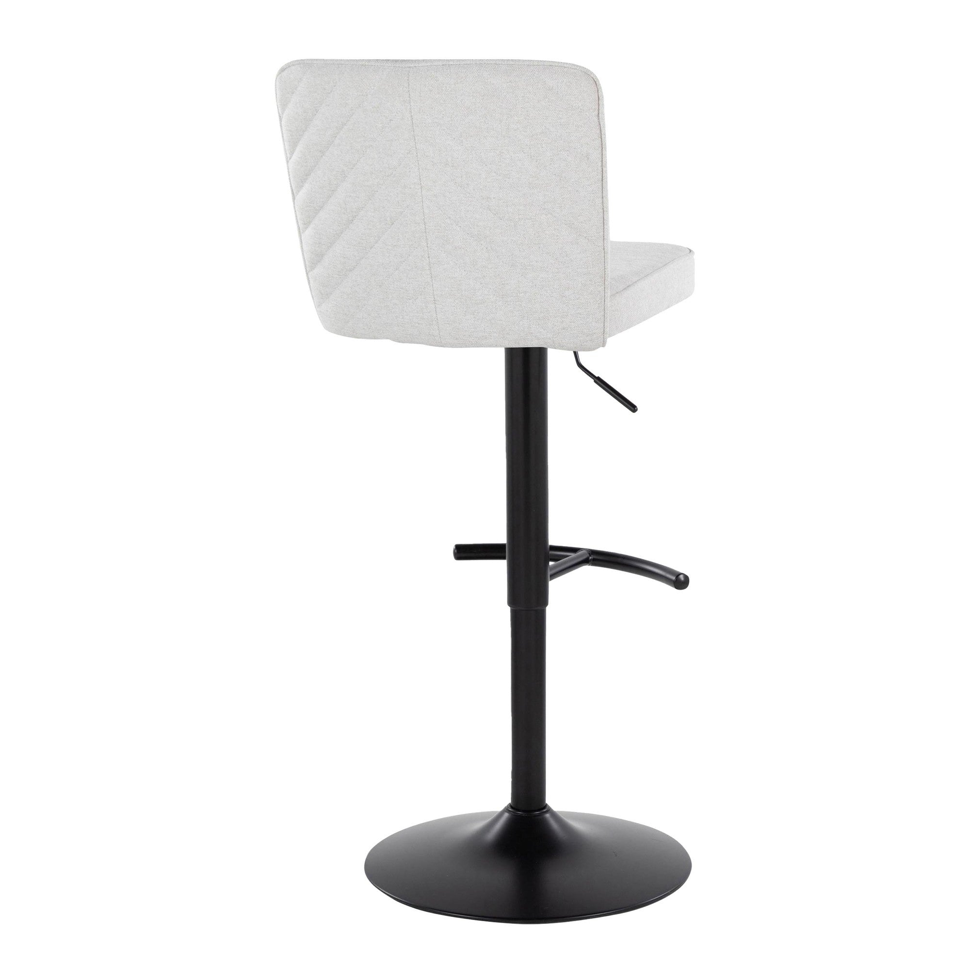 Henry Adjustable Barstool - Set of 2 - Black Metal, White Fabric