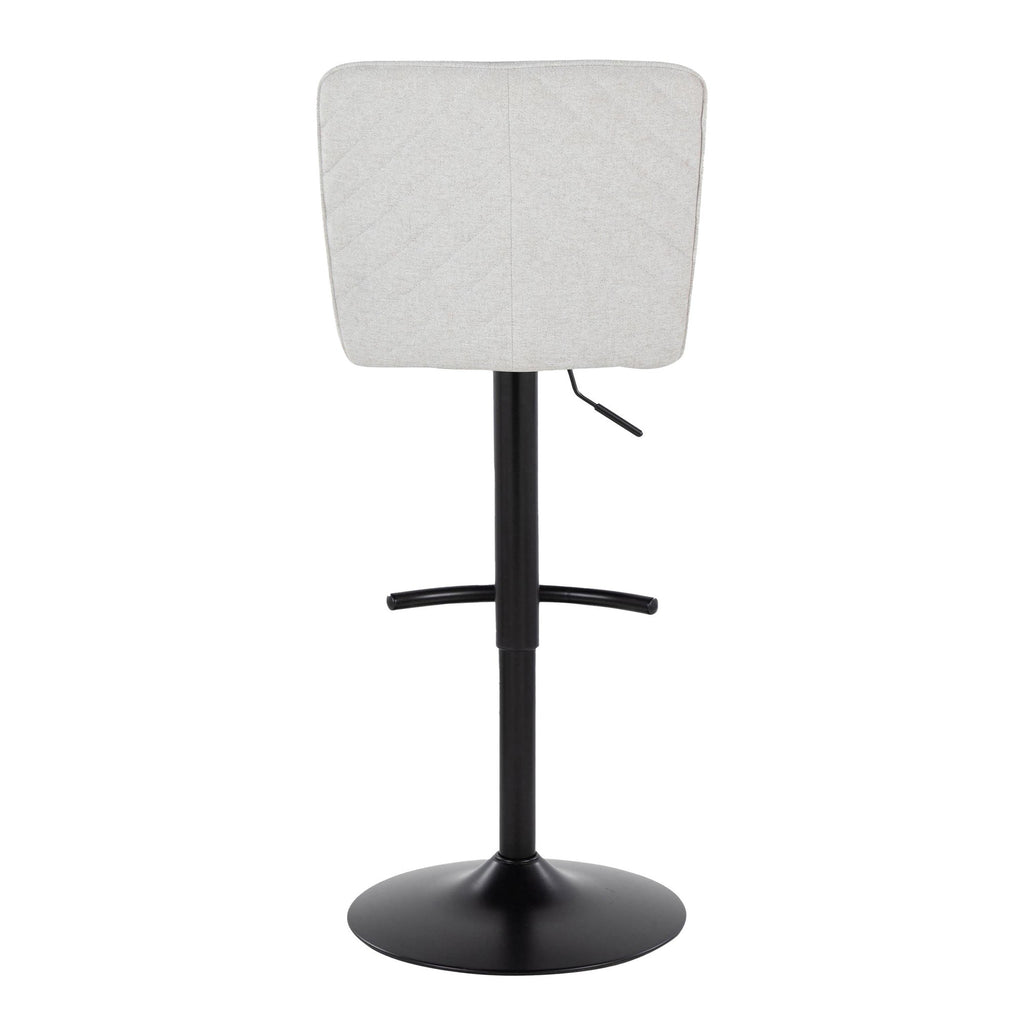 Henry Adjustable Barstool - Set of 2 - Black Metal, White Fabric