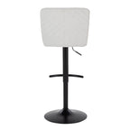 Henry Adjustable Barstool - Set of 2 - Black Metal, White Fabric