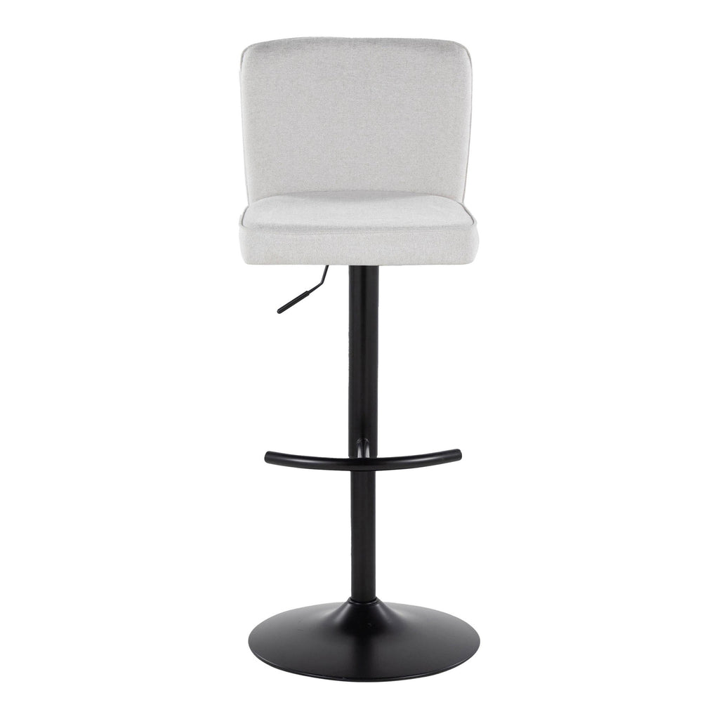 Henry Adjustable Barstool - Set of 2 - Black Metal, White Fabric