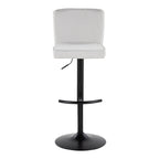 Henry Adjustable Barstool - Set of 2 - Black Metal, White Fabric