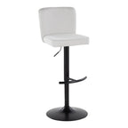 Henry Adjustable Barstool - Set of 2 - Black Metal, White Fabric