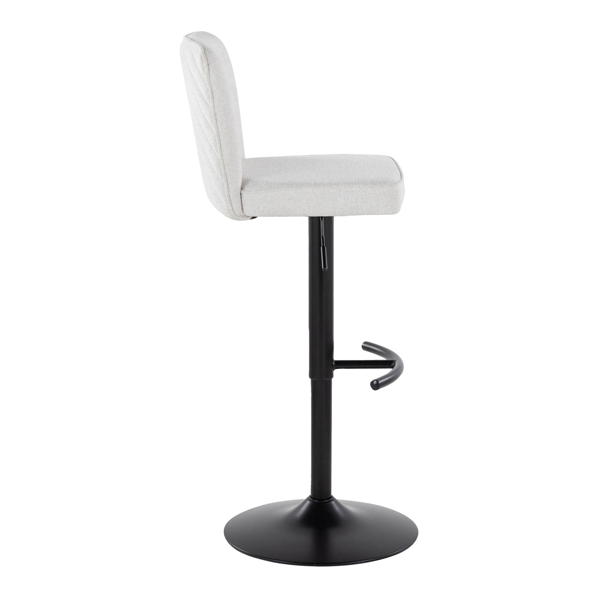 Henry Adjustable Barstool - Set of 2 - Black Metal, White Fabric